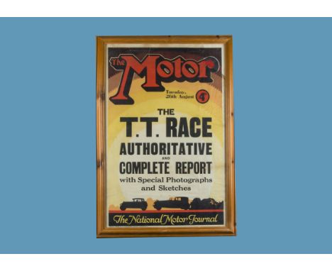 The Motor - A very rare surviving weekly poster c1928,   Announcing reportage of the annual Tourist Trophy race on the Ards C