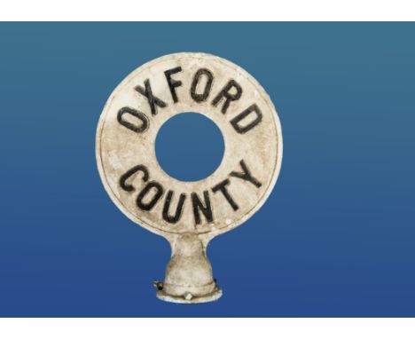 A vintage circular post top county road sign, for Oxford County, 59cm