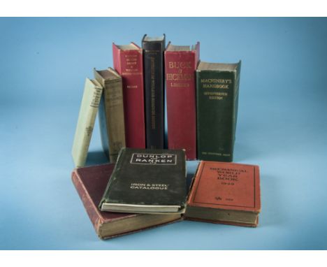 A collection of vintage engineering books, inc Buck & Hickman , tools & supplies digest, Machinery's handbook, Aspects of Nuc