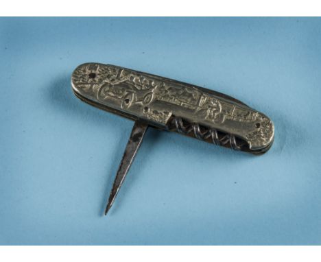 J.B. Dunlop – An early 20thC Edwardian motorist’s multi-blade penknife c1913;  of German manufacture having embossed relief p