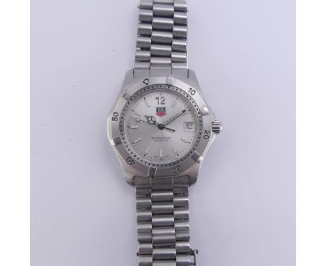 A Tag Heuer 2000 series stainless steel quartz Wristwatch, ref. WK1112-0, 38mm case diameter, with stainless steel bracelet s