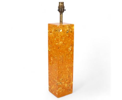 A 1960s/70s' table lamp base, amber "Shatterline" resin, no makers marks, height 38cmGood condition, light wear commensurate 