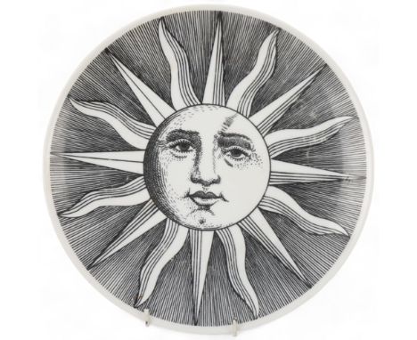 A PIERO FORNASETTI (1913-88) plate, 'Soli & Luni'/ Sun & Moon, model 3, makers stamp to back,  diameter 26.5cmGood condition,