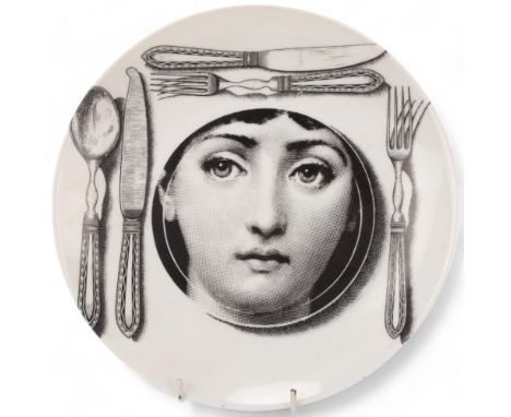 A PIERO FORNASETTI (1913-88) plate,  'Tema & Variazioni'/ Themes and Variations, model 203, makers stamp to back,  diameter 2