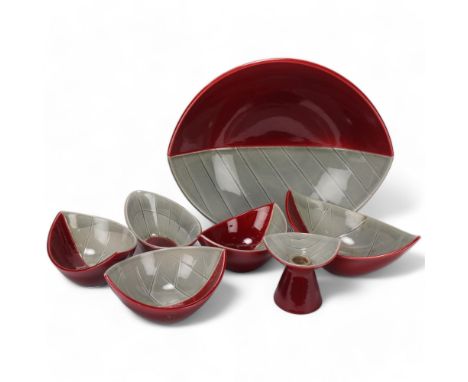 CARL-HARRY STALHANE for Rorstrand, Sweden, 7 pieces of California design tableware, makers marks to base, largest bowl length