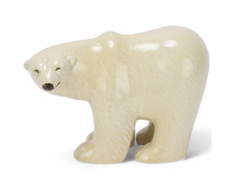 LISA LARSON for Gustavsberg, Sweden, a ceramic Polar Bear in glazed stoneware from the Skansen series, designed in 1976, sign