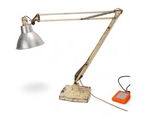 A Herbert Terry anglepoise lamp, early 1930s' model 1209, cast iron base and stem with aluminium shade (possible prototype), 