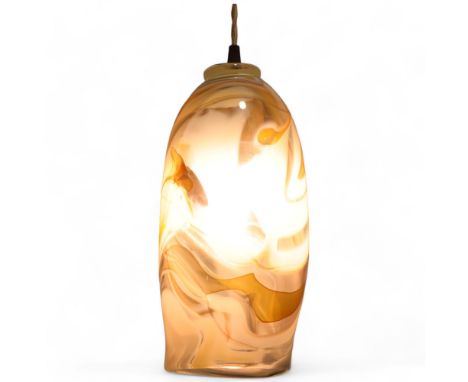 GUIDO VAN BESOUW, South Africa, a hand blown studio glass pendant light, inspired by "Rockstreams and Gold", all new fitting 