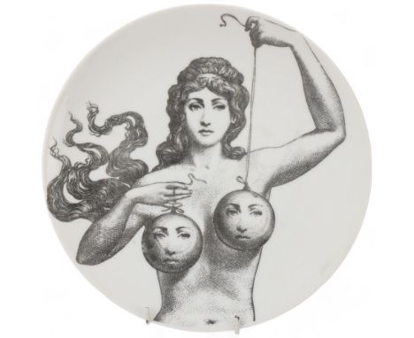 A PIERO FORNASETTI (1913-88) plate, 'Tema & Variazioni'/ Themes and Variations, model 182, makers stamp to back,  diameter 26