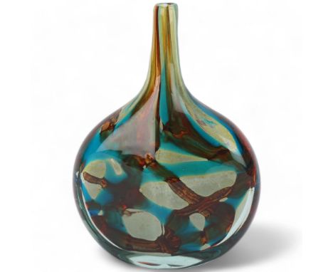 A Mdina Axe or Fish vase in the style of Michael Harris, with one faceted face, unsigned, height 24.5cmTwo nibble chips at ba