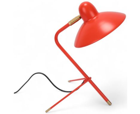 Di Classe, an Arles mid-century style desk lamp by Domei Endo with adjustable Red shade, height 37cmGood condition with LED b