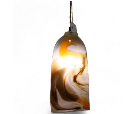 GUIDO VAN BESOUW, South Africa, a hand blown studio glass pendant light, inspired by "Rockstreams and Gold", all new fitting 