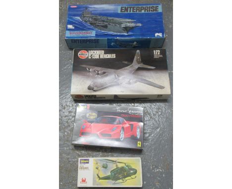 Two boxes of Airfix, Revell and other model kits, all appearing in original boxes to include; Lockheed G-130E Hercules, HMS K