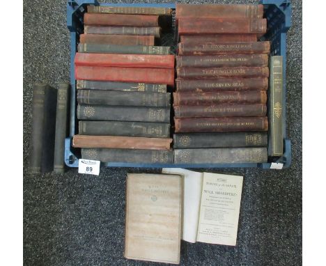 Box of antiquarian books to include; various late 19th Century volumes with leather spines published by Leipzig Bernhard Tauc