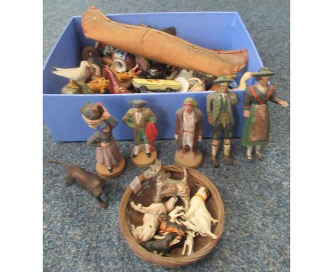 Box of assorted vintage metal animals, miniature oriental china items, figures etc. (B.P. 21% + VAT) 