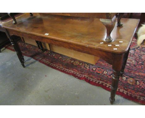 19th Century mahogany side or console table on ring turned tapering supports.(B.P. 21% + VAT) 