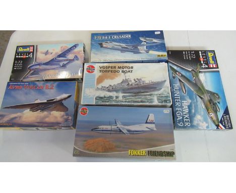 Three boxes of Airfix and other model kits, all in original boxes to include; Vosper moto torpedo boat, British 8th Army mult