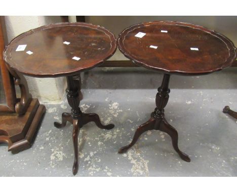 A pair of small mahogany piecrust top tripod wine tables. (2) (B.P. 21% + VAT)