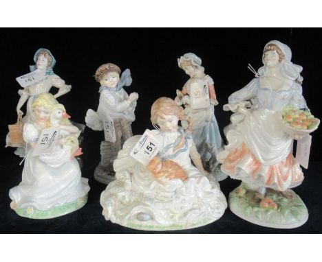 Three Royal Worcester fine bone china figurines to include 'The Milkmaid', 'Safe at Last', and 'The Shepherdess', all limited