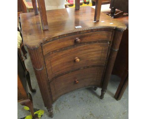 19th Century mahogany concave commode type chest on fluted supports. (B.P. 21% + VAT) 