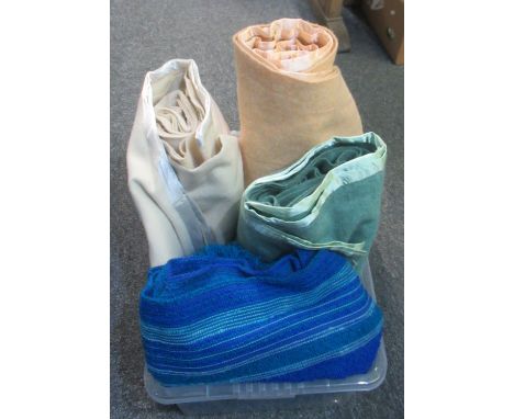 Four vintage blankets to include; a blue striped bed cover by spectrum, three woollen blankets in various colours. (4)(B.P. 2