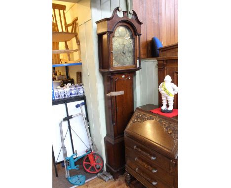 Oak cased brass face eight day longcase clock, Taylor, Dumfries.