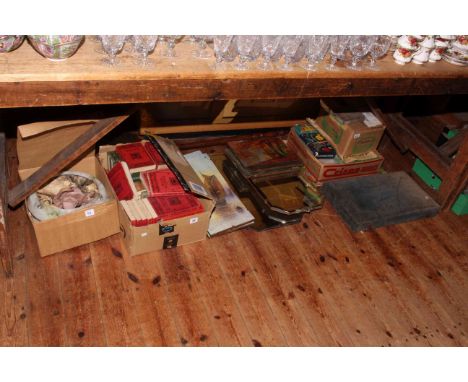 Mixed lot with tortoiseshell dressing set, mirrors, light bowl, books, games, cameras, etc.