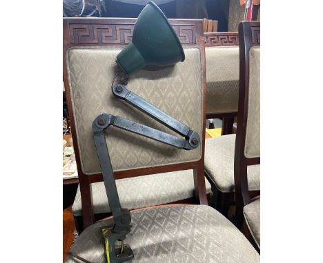 A Vintage Industrial Three armed work lamp. Finished with the industrial green paint.