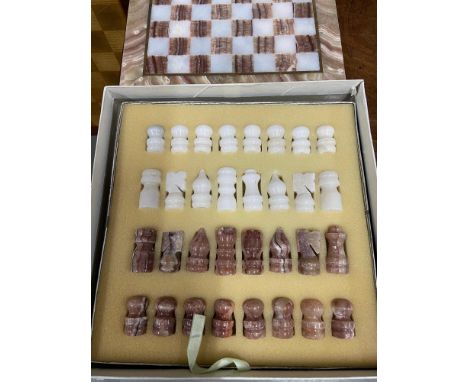 Boxed marble chess set with marble board 
