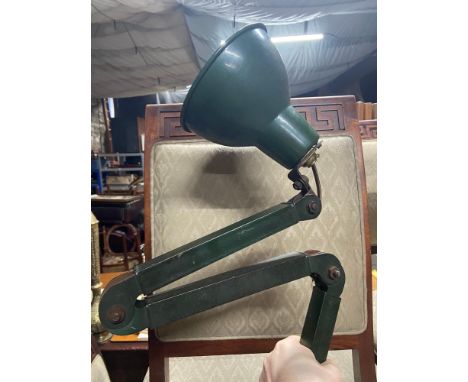 A Vintage Industrial Three armed work lamp. Finished with the industrial green paint.
