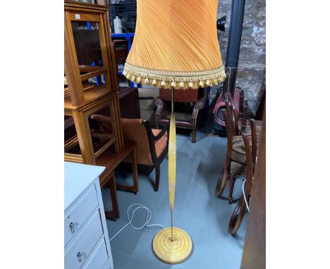 A Retro 1960's 70's porcelain and brass standard lamp. 