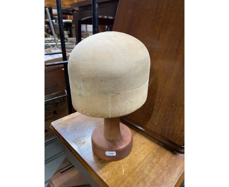 Antique mannequin hat/ wig stand together with measuring tool. 