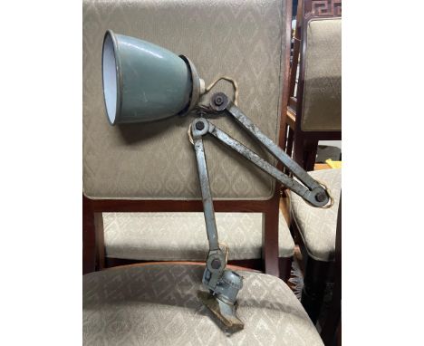 A Vintage Industrial Three armed work lamp. Finished with the industrial grey paint.
