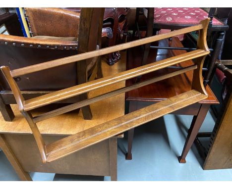 A Vintage Ercol elm wood shelving rack system. 