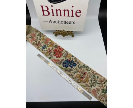 A 19th century Chinese silk tapestry sash/ table centre piece. [83cm length]