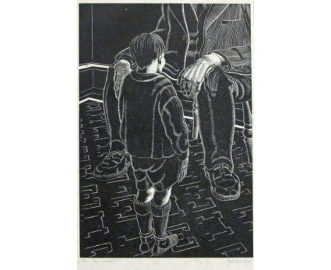 *JAMES CRESSER TARR (1905-1996, BRITISH) On the Carpet  woodblock, signed, dated 1931 and inscribed with title in pencil to l