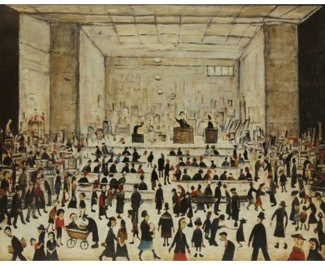 Laurence Stephen Lowry (1887-1976) - 'The Auction'Limited edition print, with blind stamp, numbered 437/850, 44x54cm, inset i