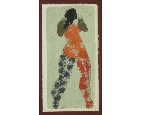 Geoffrey Key (British, b. 1941) - 'The Dancer'Signed limited edition print, numbered 19/24, dated 75, 20.5x11cm, unframed