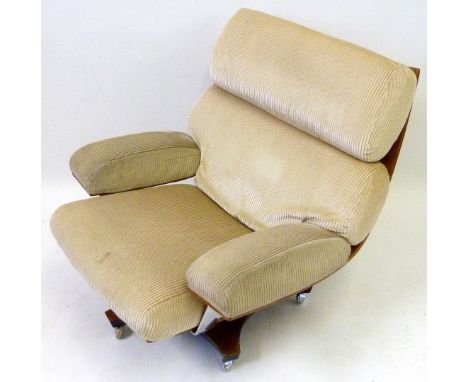 Kofod-Larsen for G-Plan 'House Master' rosewood lounge chair Having splattered backs and seats, raised on square plinth base,