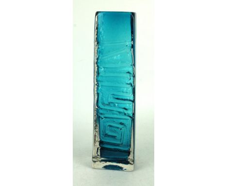 A Whitefriars glass Totem Pole vaseDesigned by Geoffrey Baxter, decorated in the Kingfisher blue colourway, pattern number 96