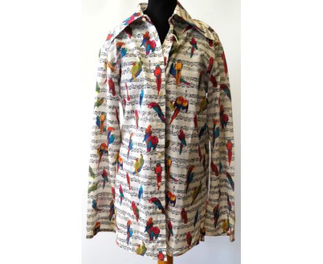 Eton of Sweden: The 507 71 collection 'The Parrot' gentlemen's cotton shirt The white ground printed with the original sheet 