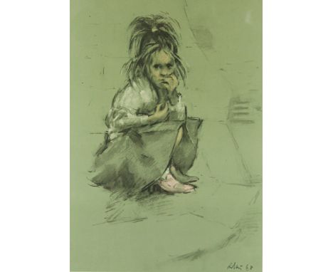 Harold Riley (b. 1934) - 'Girl in mothers shoes'Pencil signed limited edition print, numbered 271/500, 39x28cm 