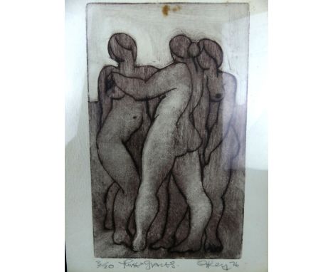 Geoffrey Key (British, b. 1941) - 'Three Graces'Pencil signed limited edition print, numbered 3/20, signed and dated 76, 20.5