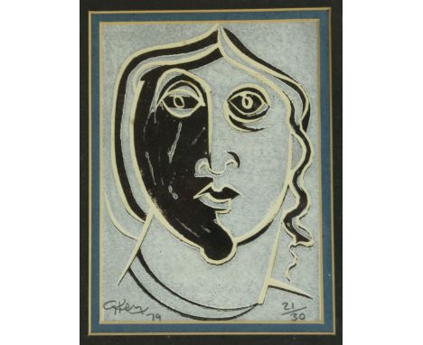 Geoffrey Key (British, b. 1941) - 'Head'Signed limited edition print, numbered 21/30, dated 79, 17.5x12.5cm, framed 