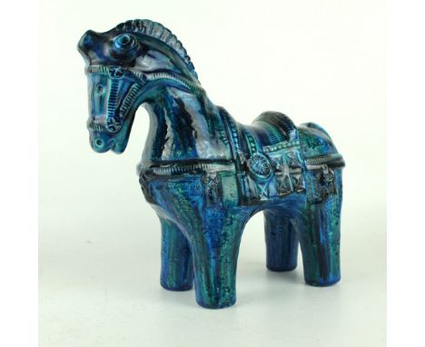 Aldo Londi for Bitossi 'Rimini Blu' ceramic Trojan horseCirca 1960, height 27cm, length 27cm    CONDITION REPORT:  Light craz