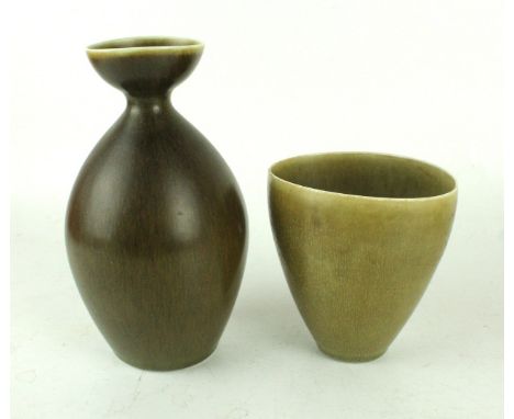 Per Linnemann-Schmidt for Palshus DenmarkStudio pottery vase with oval neck, shape number 1176, height 16cm, together with a 