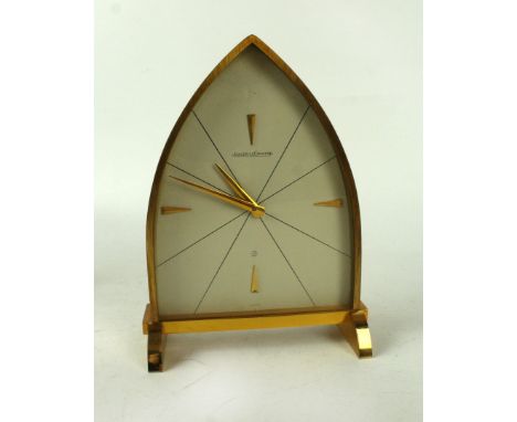 A Jaeger Le-Coultre brass cased 8 day mantle clock
With Roman numerals, height 16cm, fitted in original box CONDITION REPORT: