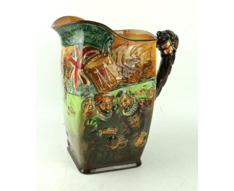 A Royal Doulton 'The Drake Jug' Having relief decoration, numbered 93/500, height 26cm, together with original limited editio