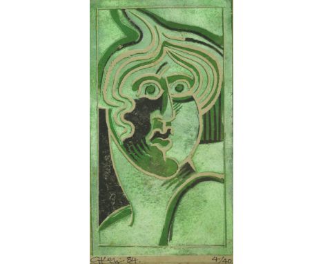 Geoffrey Key (British, b. 1941) - 'Head'Signed limited edition print, numbered 4/40, dated 84, 24x14cm, framed 