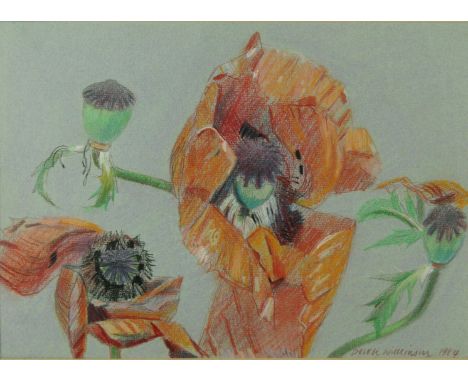 Derek Wilkinson (1929-2001) - 'Poppies'Pastel, signed and dated 1984, 24x33.5cm, inset in oak frame